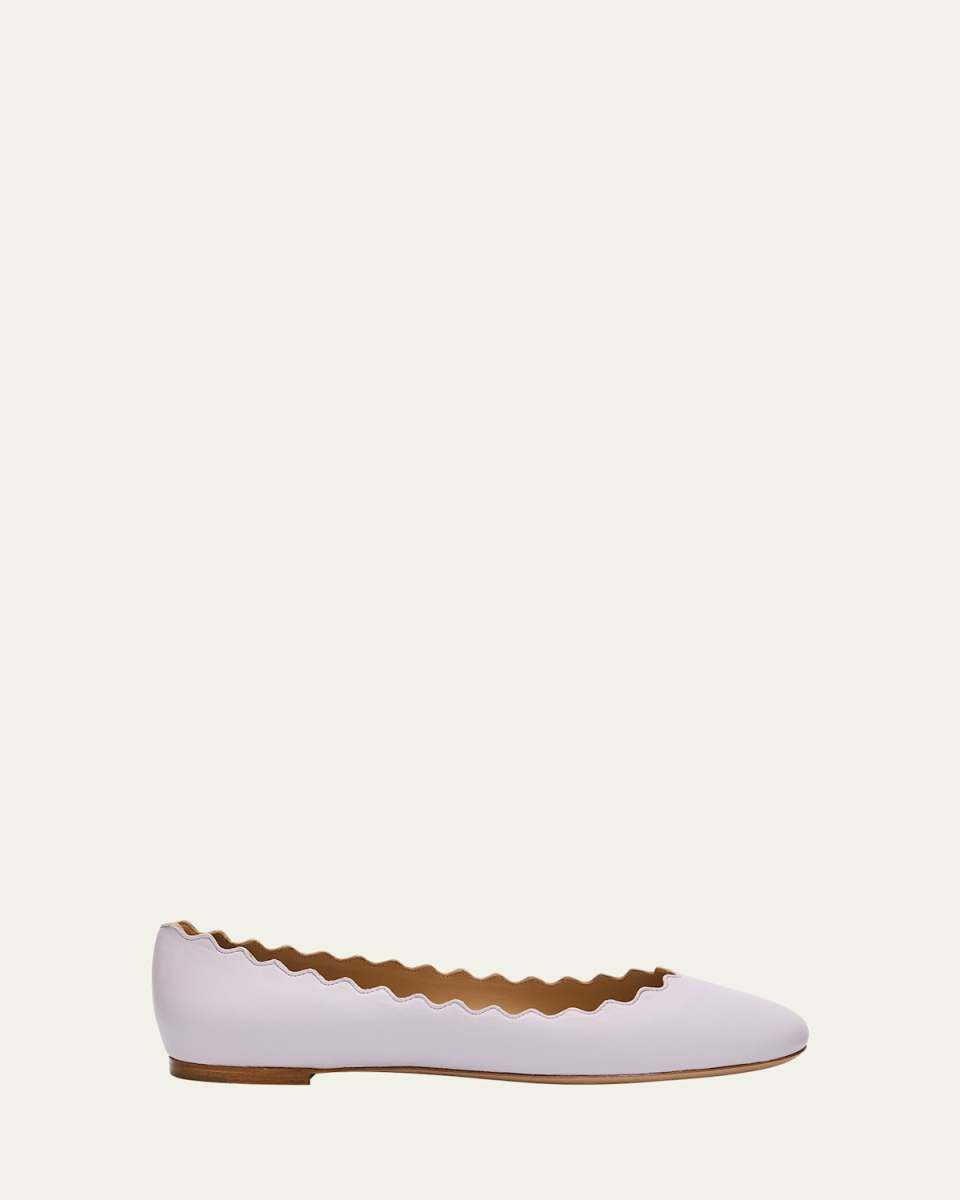 Lauren Scalloped Leather Ballet Flats